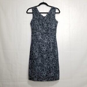 Gap Stretch hibiscus flower print dress black sz 2